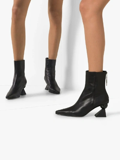 Shop Yuul Yie Black Amoeba 70 Leather Ankle Boots
