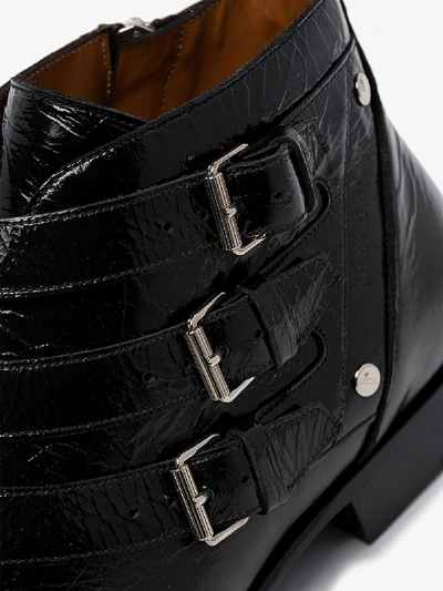 Shop Givenchy Black Dallas Strap Leather Ankle Boots