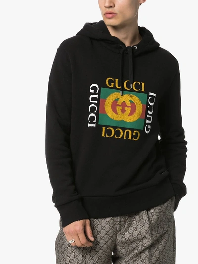 Shop Gucci Logo Cotton Hoodie - Men's - Cotton In Black