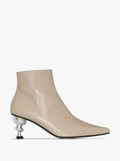 Shop Yuul Yie Ivory Martina 70 Leather Ankle Boots In Neutrals