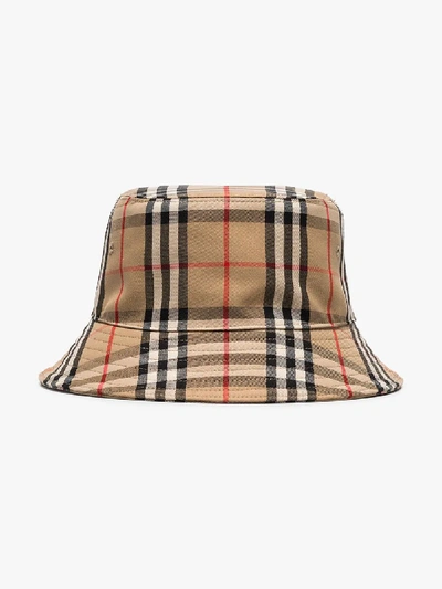 Shop Burberry Beige Vintage Check Bucket Hat In Neutrals