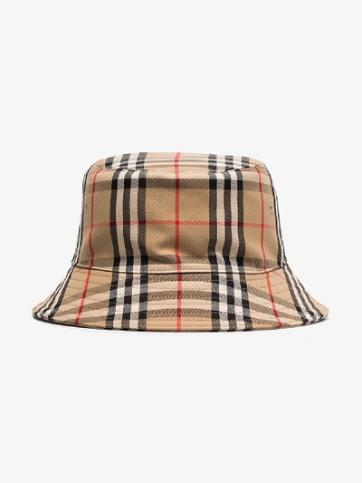 Shop Burberry Beige Vintage Check Bucket Hat In Neutrals