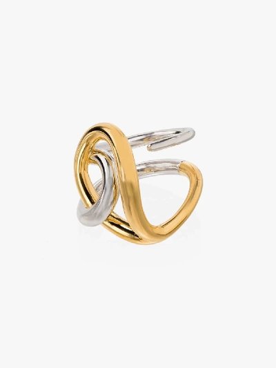 Shop Charlotte Chesnais Sterling Silver Blaue Twist Ring In Yellow/ Silver