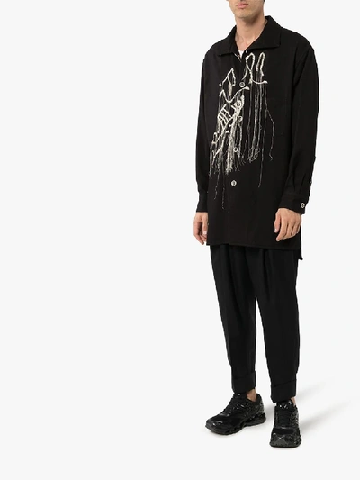 Shop Yohji Yamamoto Embroidered Shirt Jacket In Black