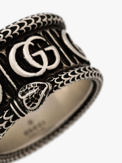 Shop Gucci Silver Tone Marmont Snake Ring