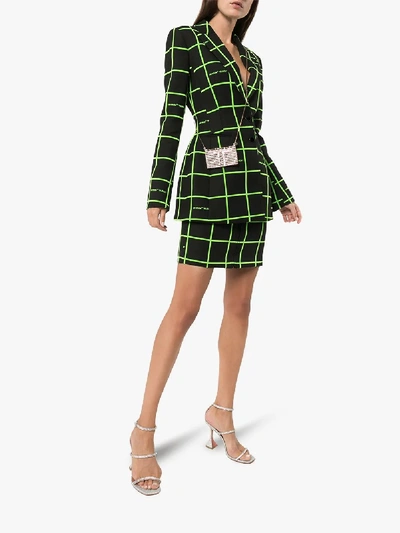 Shop Off-white Neon Check Single-breasted Blazer In Black