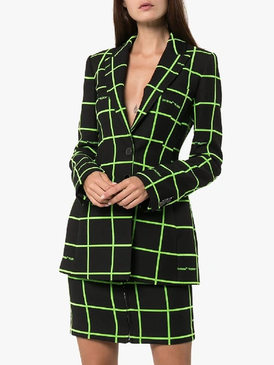 Shop Off-white Neon Check Single-breasted Blazer In Black