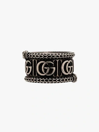 Shop Gucci Silver Tone Marmont Snake Ring