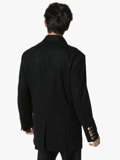 Shop Yohji Yamamoto Military Button-up Wool Coat In Black