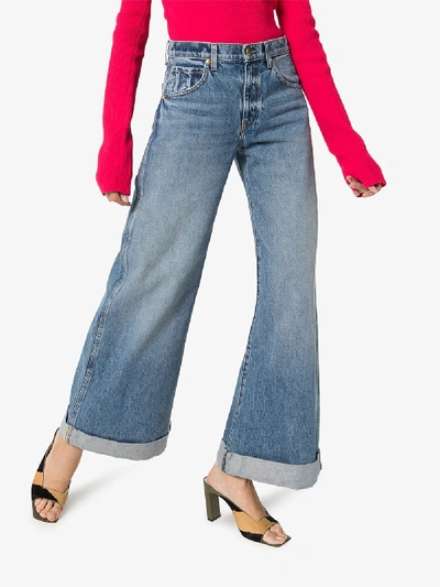 Shop Khaite 'noelle' Jeans Mit Weitem Bein In Blue