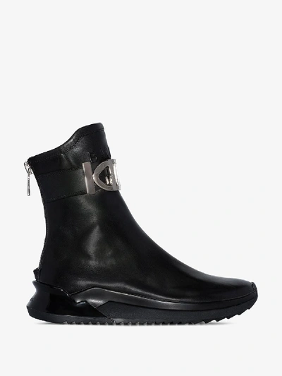 Shop Balmain Black Glove Leather Boots