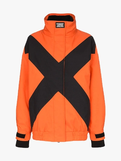 Shop Burberry Fleece Lined Panelled Jacket In Orange