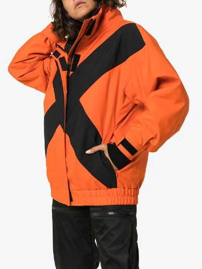 Shop Burberry Fleece Lined Panelled Jacket In Orange