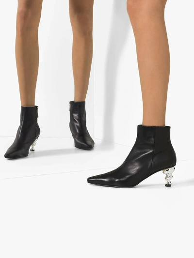 Shop Yuul Yie Black Martina 70 Leather Ankle Boots
