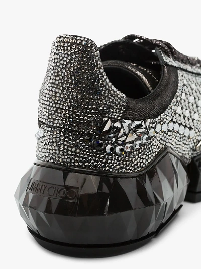 Shop Jimmy Choo Grey Diamond Crystal Chunky Sneakers