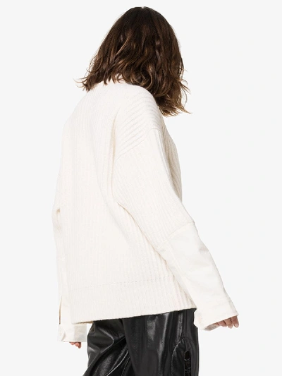 Shop Haider Ackermann Panelled Knit Wool Sweater In White
