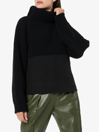 Shop Haider Ackermann Panelled Turtleneck Wool Sweater In Black
