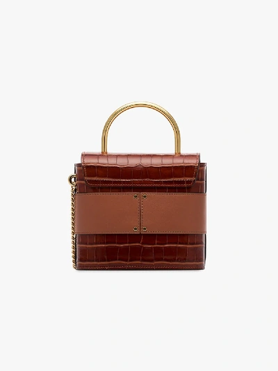 Shop Chloé Brown Abylock Mock Croc Leather Tote Bag