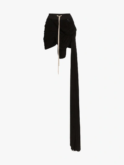 Shop Rick Owens Asymmetric Ruched Skirt In Black