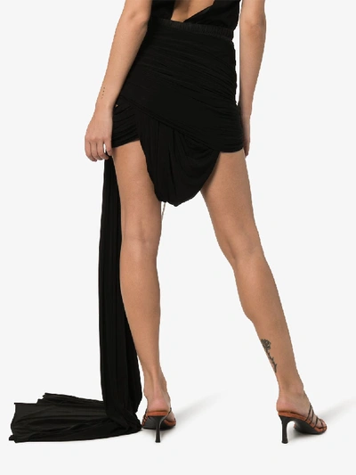 Shop Rick Owens Asymmetric Ruched Skirt In Black