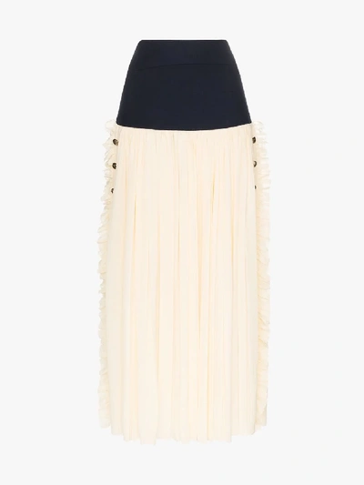 Shop Chloé Pleated Maxi Skirt In Neutrals