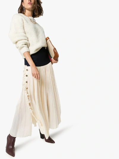 Shop Chloé Pleated Maxi Skirt In Neutrals