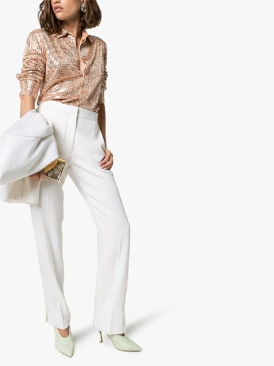 Shop Bottega Veneta Studded Buttoned Shirt In Neutrals