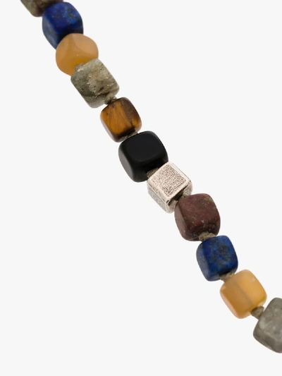 Shop M Cohen M. Cohen  Sterling Silver Cube Bead Bracelet In Multicoloured