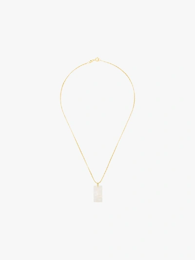 Shop Aym White Sunrise Pearl Rectangle Pendant Necklace In Reykjavik Ice