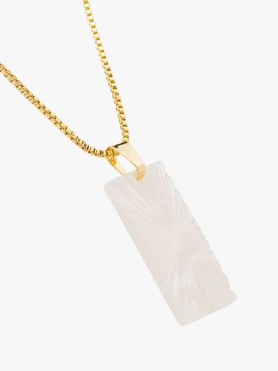 Shop Aym White Sunrise Pearl Rectangle Pendant Necklace In Reykjavik Ice