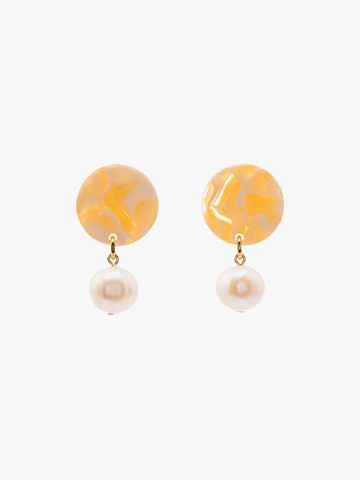 Shop Aym Orange Andreia Disc Pearl Earrings In Paris Vanilla