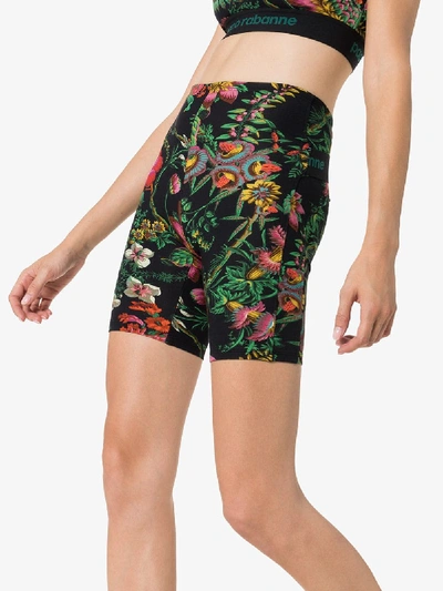 Shop Paco Rabanne Floral Print Cycling Shorts In Green