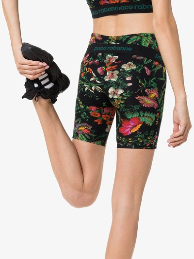 Shop Paco Rabanne Floral Print Cycling Shorts In Green
