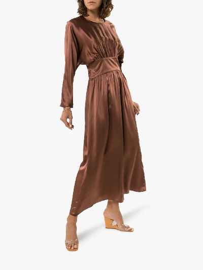 Shop Deitas Hermine Ruched Detail Dress In Brown