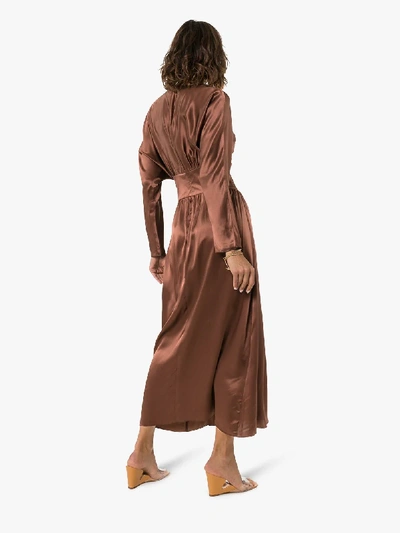 Shop Deitas Hermine Ruched Detail Dress In Brown