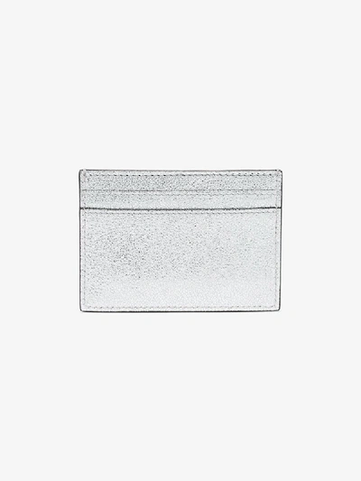 Shop Moschino Silver Logo Leather Card Holder