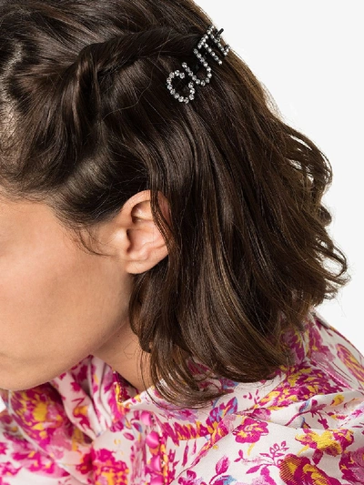 Shop Ashley Williams Silver Tone Cute Crystal Hair Pins In Black