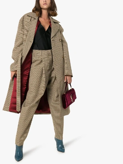 Shop Magda Butrym Hammond Check Belted Wool Coat In Neutrals