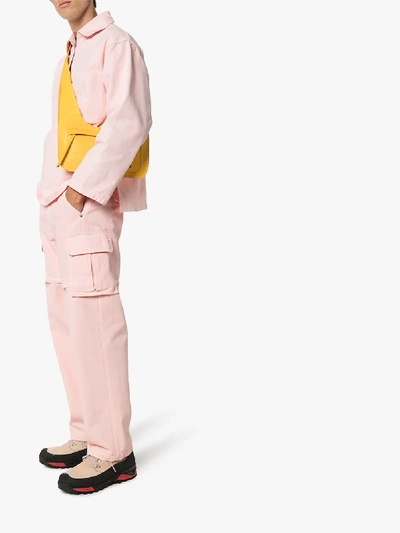 Shop Jacquemus Peche Wide Leg Cotton Trousers In Pink