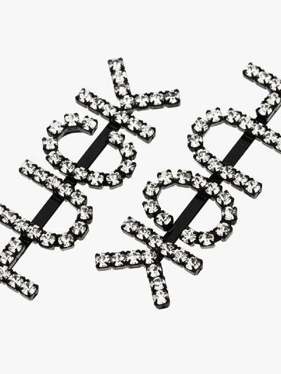 Shop Ashley Williams Black F*ck Crystal Embellished Clip Earrings