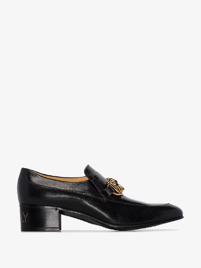 Shop Gucci Black Ice Lolly Chain Leather Loafers
