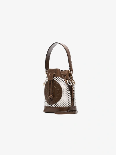 Shop Fendi White Mon Tresor Mini Leather Bucket Bag