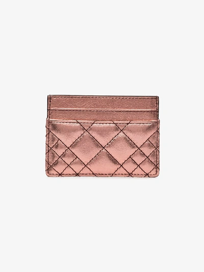 Shop Versace Pink Metallic Quilted Card Holder