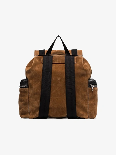 Shop Amiri Brown Suede Buckled Backpack