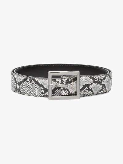 Shop Amiri Grey And Black Python Print Leather Belt