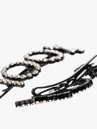 Shop Ashley Williams Silver Tone 100% Crystal Hair Pins In Black
