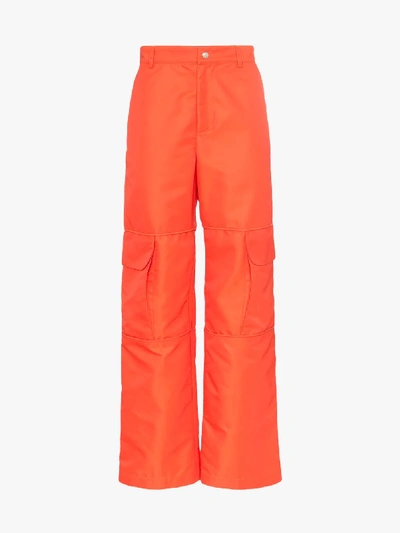 Shop Paria Farzaneh Cargo Pocket Straight Trousers In Orange
