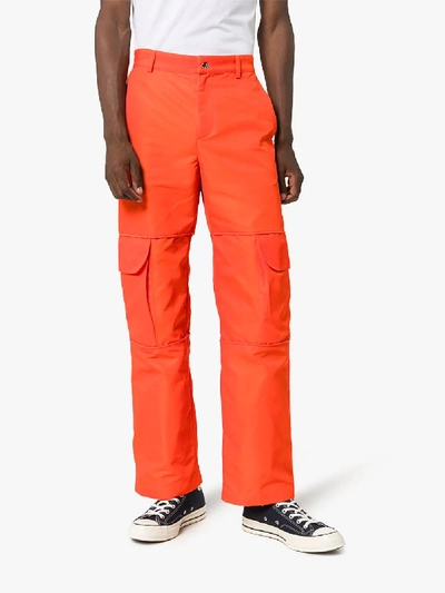 Shop Paria Farzaneh Cargo Pocket Straight Trousers In Orange
