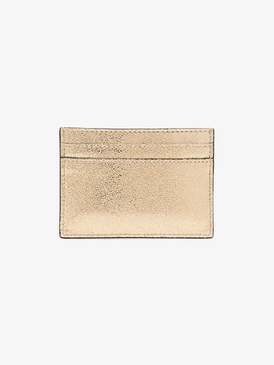 Shop Moschino Gold Logo Leather Card Holder