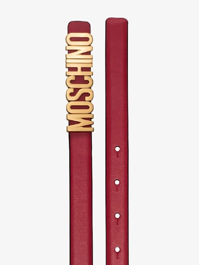 Shop Moschino Red Logo Leather Belt